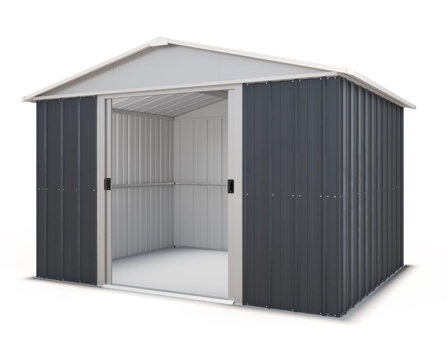 Abri de jardin métal anthracite Yardmaster 6,44 m² + kit d'ancrage