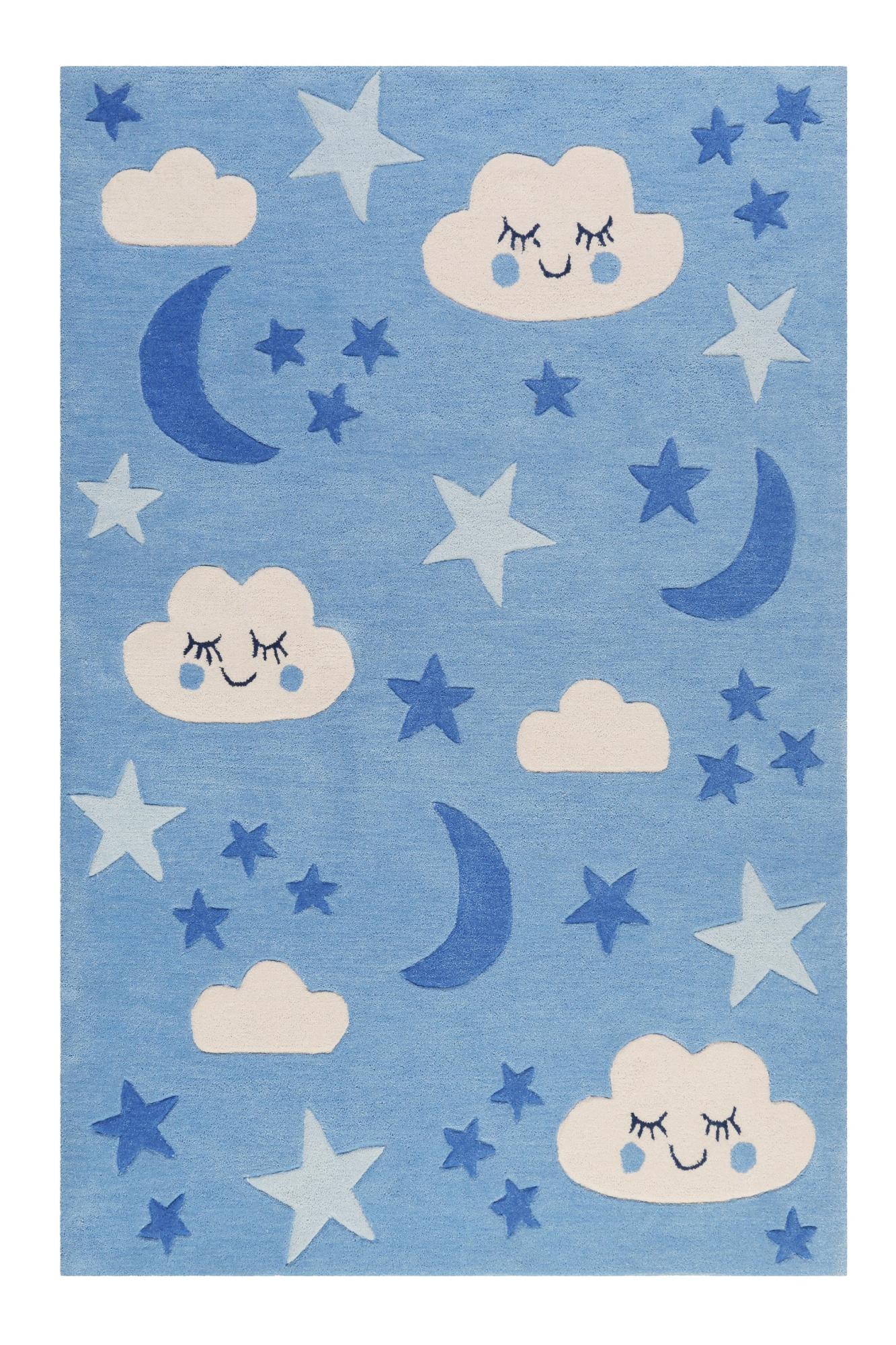 Tapis Chambre Enfant Ciel Nuages Bleu Tufte Main 160x230cm Lalelu Par Smart Kids Leroy Merlin