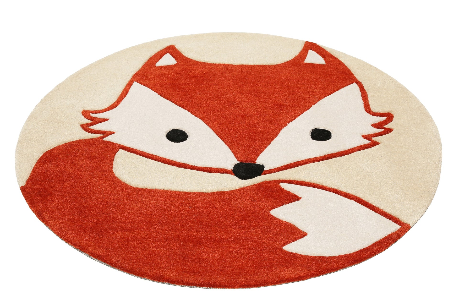 Tapis Chambre Enfant Rond Motif Animal Renard Roux Diametre 100cm E Fox Par Esprit Leroy Merlin