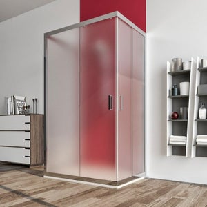 Box Doccia Per Nicchia Porta Scorrevole Ingresso Destro Vetro 8 mm  Temperato Satinato Opaco Anticalcare 140x195 cm