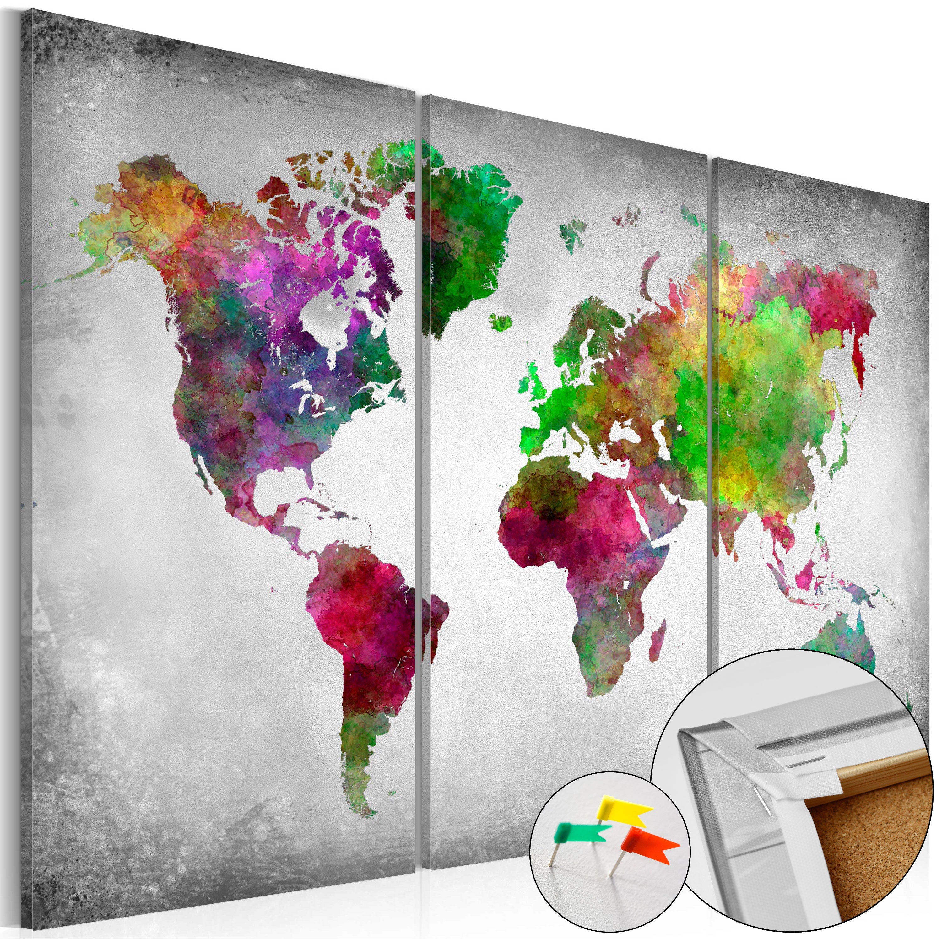 Tableau en liège - Toile - Carte du monde
