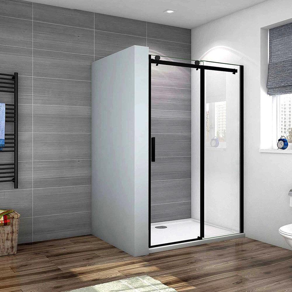 Océan Porte De Douche Coulissante Noire 140x200cm Profité Noir Et 8mm