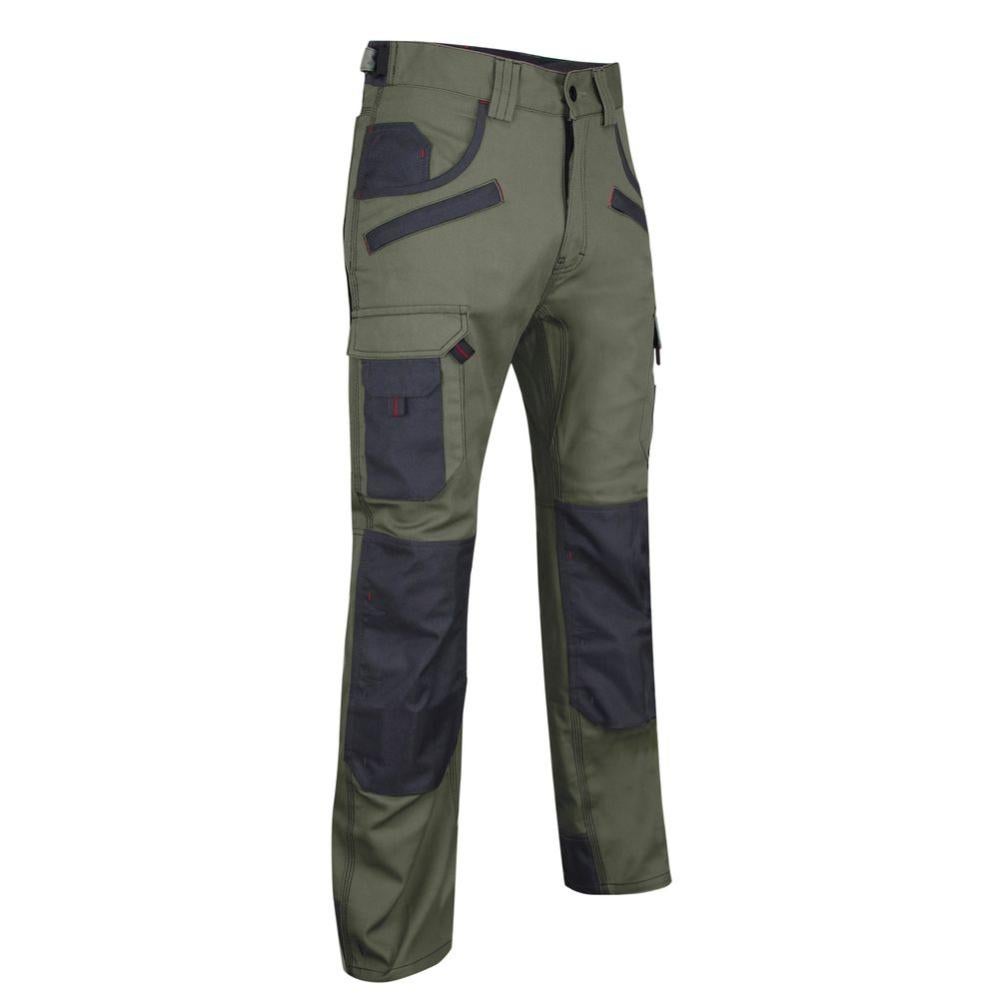 Pantalon De Travail Bicolore Avec Poches Genouilléres Lma Secateur Kaki