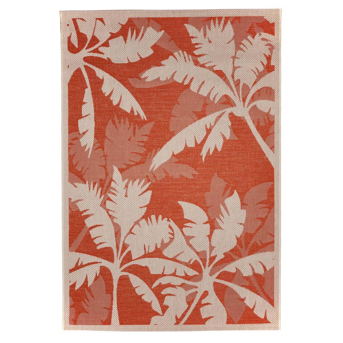 Tappeto SAFAVIEH Cabana Collection CBN368A - Motivo Tropicale, 100% Polipropilene, Per Interni/Esterni, Antimacchia, Facile Da Pulire, 0,6 Cm Di Spessore, Avorio E Blu Navy
