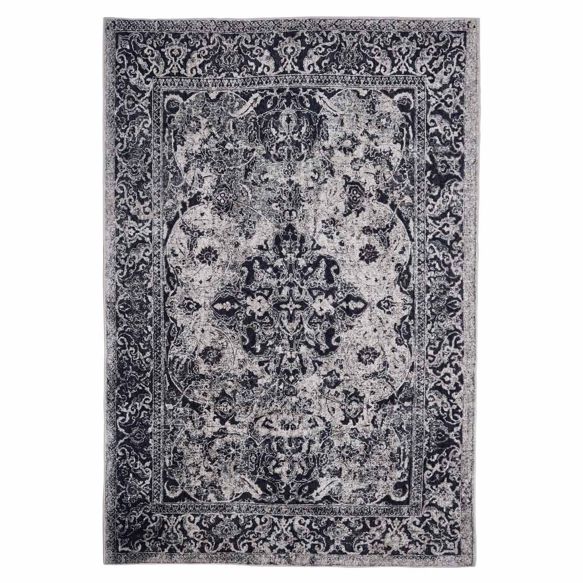 Tappeto motivo tradizionale facile da pulire - tappeto economico classico  EDESSA GREY BLACK cm.120x180