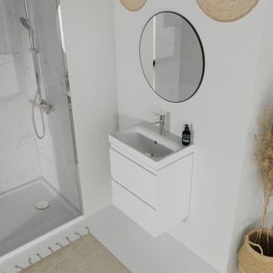 Meuble WC Rangement Salle de Bain - Gain de Place - Meuble Colonne MDF  Blanc Hetre - 3 Portes