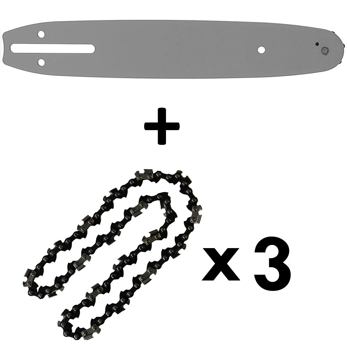 Barra guía de 10 pulgadas (26 cm) con 3 cadenas de 40 eslabones para  motosierras de 25 cm3