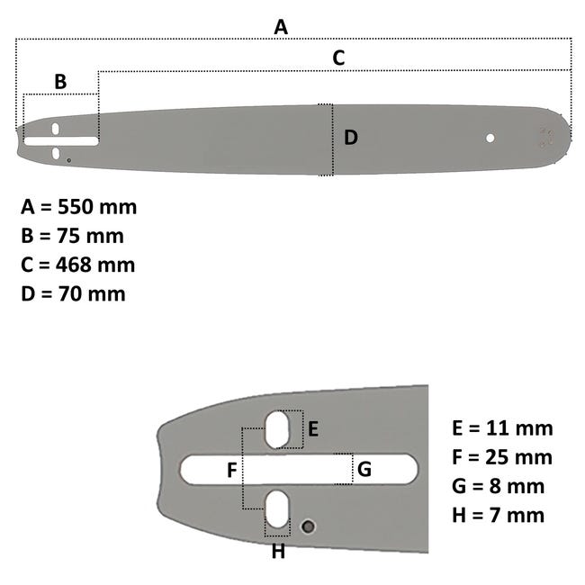 Barra guida da 20 pollici (50 cm) con catena a 76 maglie per