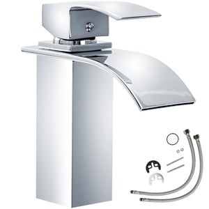 Miscelatore lavabo a cascata NT7320 - cromo e vetro