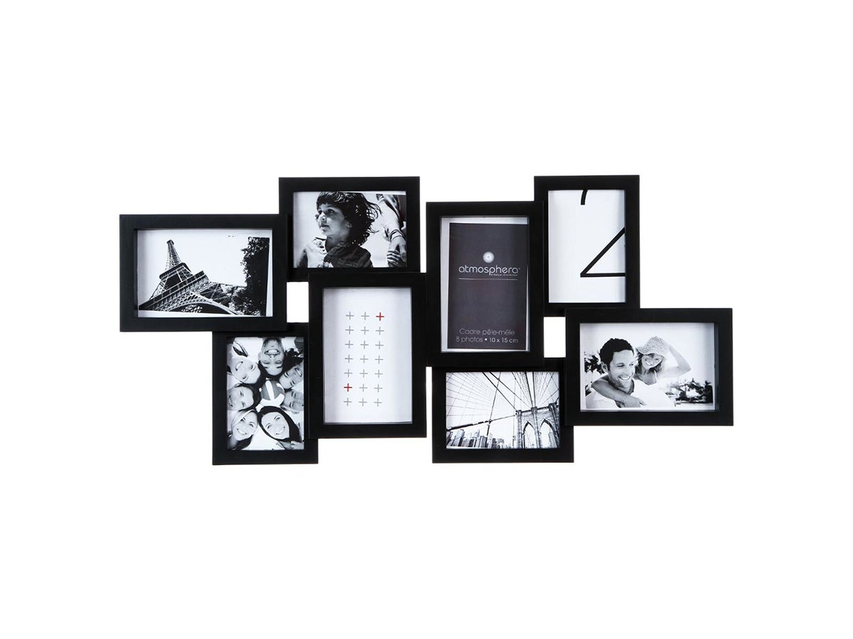 Cadre photos pêle mêle géant design - 21 encarts - noir - Conforama