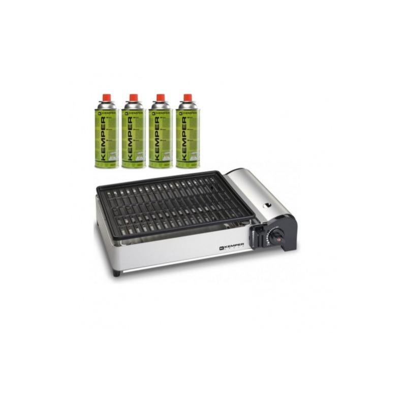 Barbecue gaz portable 1900W, Plancha gaz anti‑adhésive, Idéal camping, terrasse, balcon KEMPER