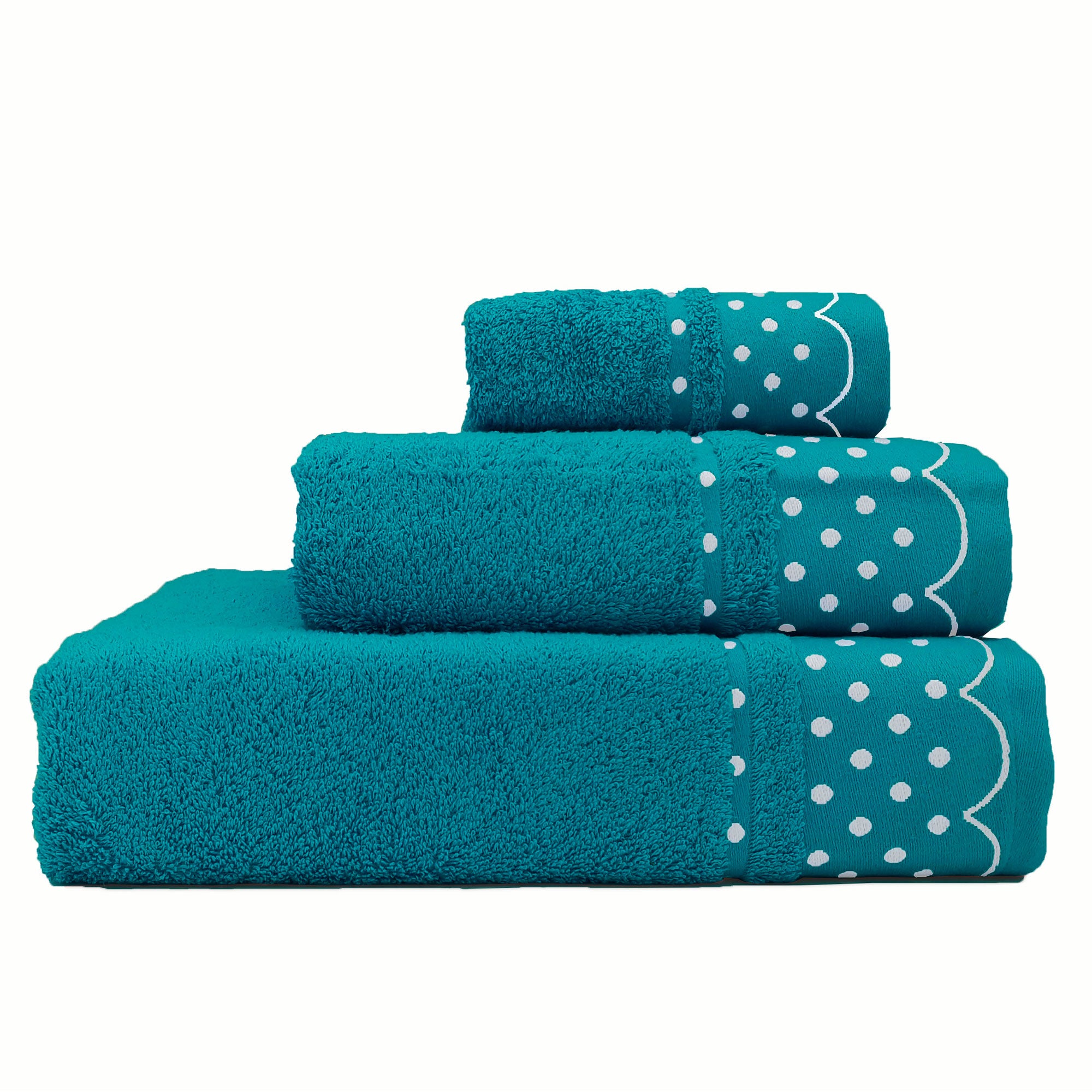 Asciugamani Set da Bagno 100% Spugna di Cotone Egiziano 450gr 3 Pezzi, Blu  Briebe Blu Petrolio Polka Dots