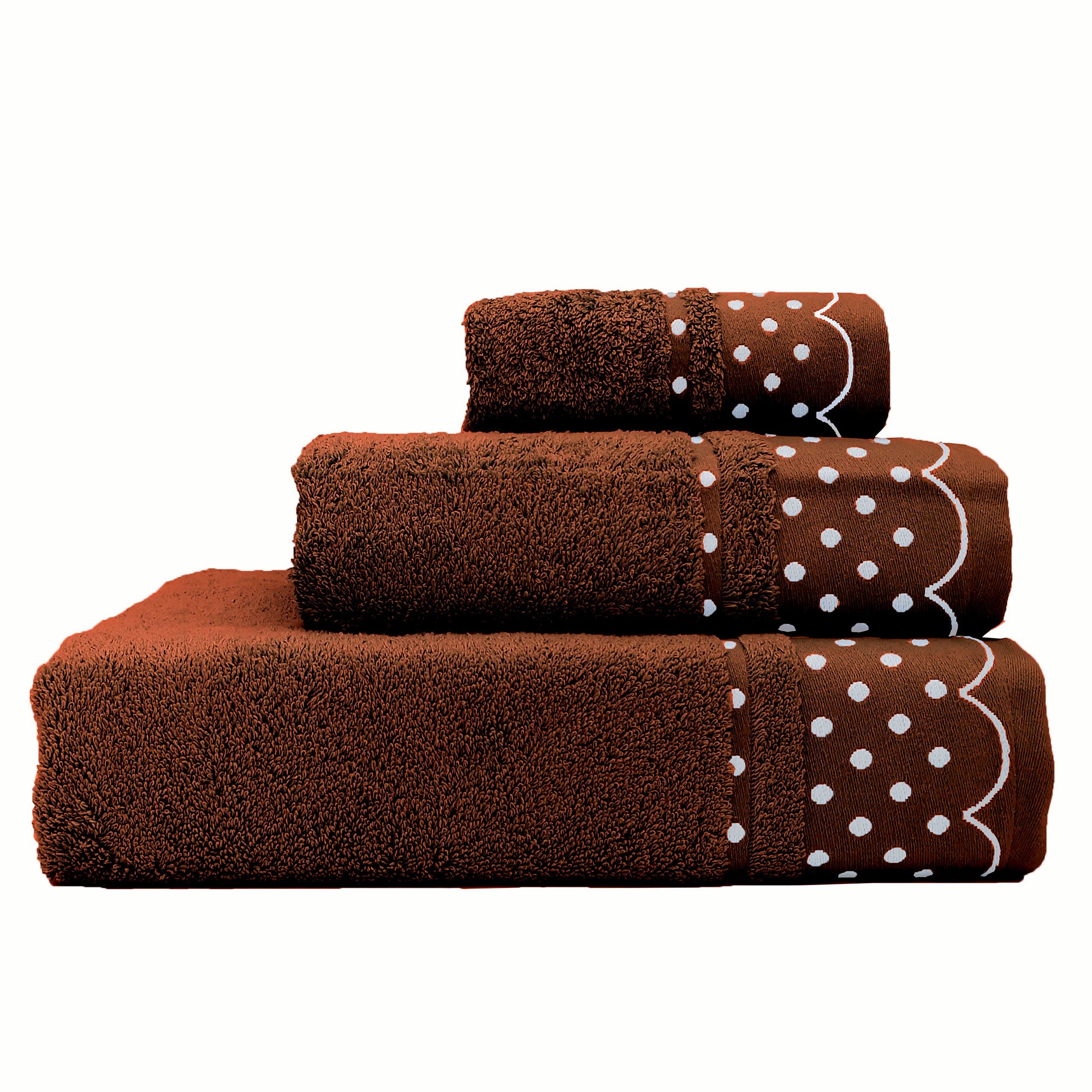 Asciugamani Set da Bagno 100% Spugna di Cotone Egiziano 450gr 3 Pezzi,  Cioccolat Briebe Cioccolato Polka Dots