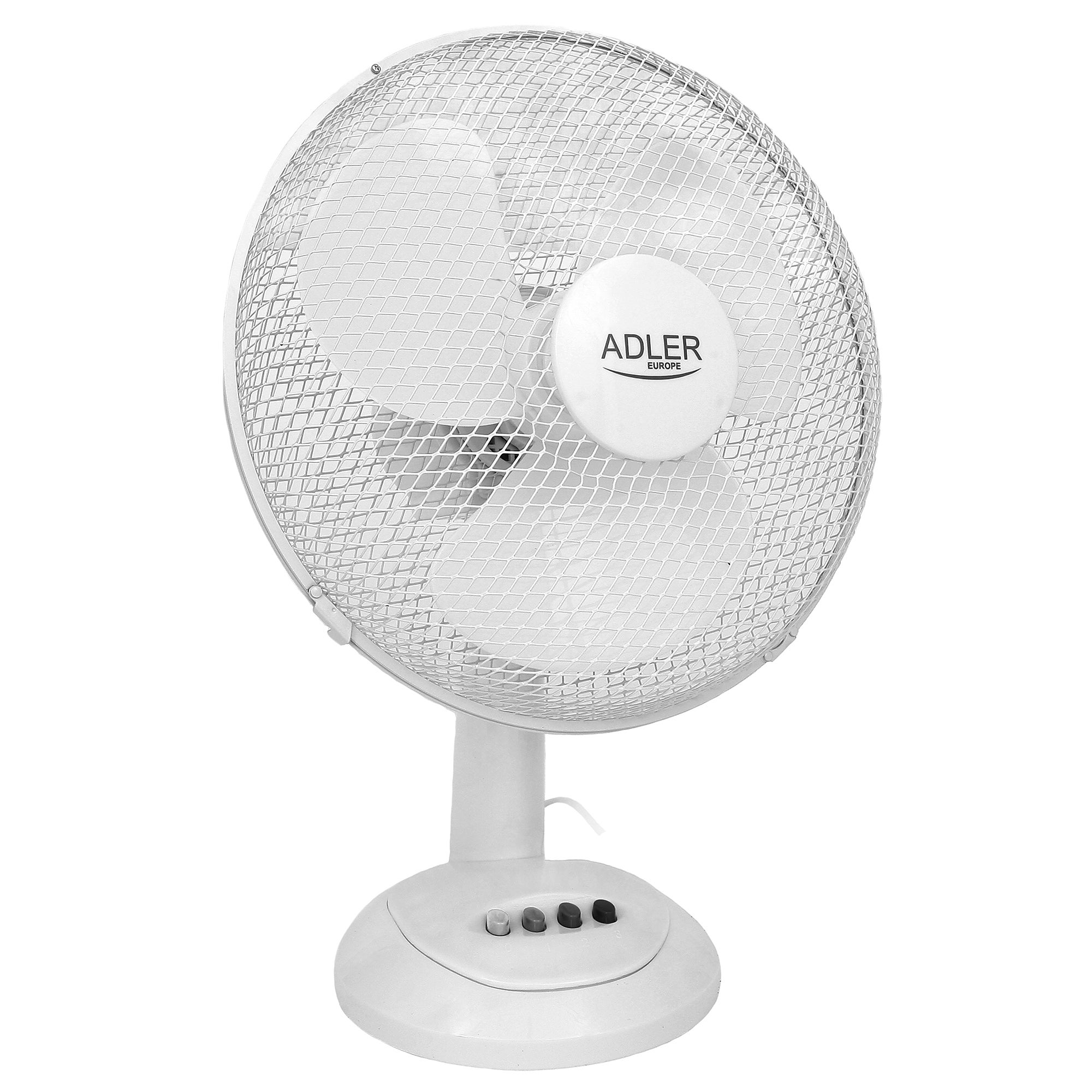 Ventilatore da Tavolo Portatile Compatto Pala 30 cm 3 Livelli di Velocità  Adler Bianco 70 AD7303