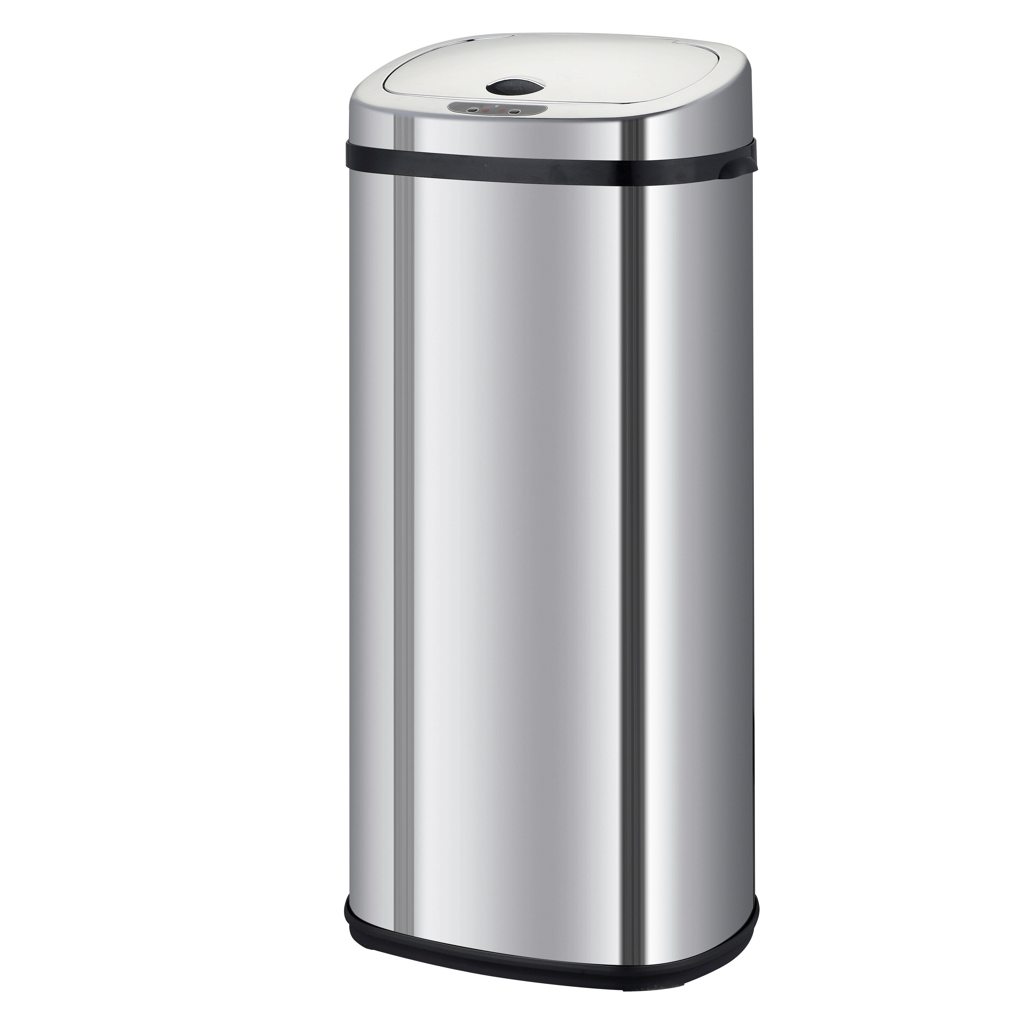 Cubo de basura Homcom plata 33x25x84 cm acero movimiento automatico