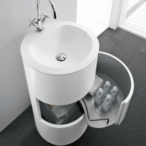 Lavabo bagno moderno da appoggio in resina, lavandino design industrial  sospeso Cipì di colore cemento misure 53x38x16 cm.