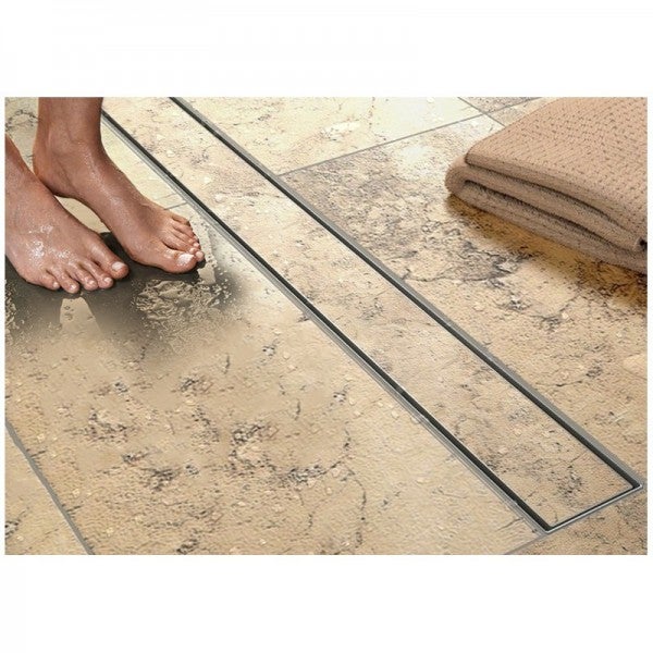 Canalina doccia a pavimento 75 cm con cover piastrellabile in acciaio inox  e scarico incluso