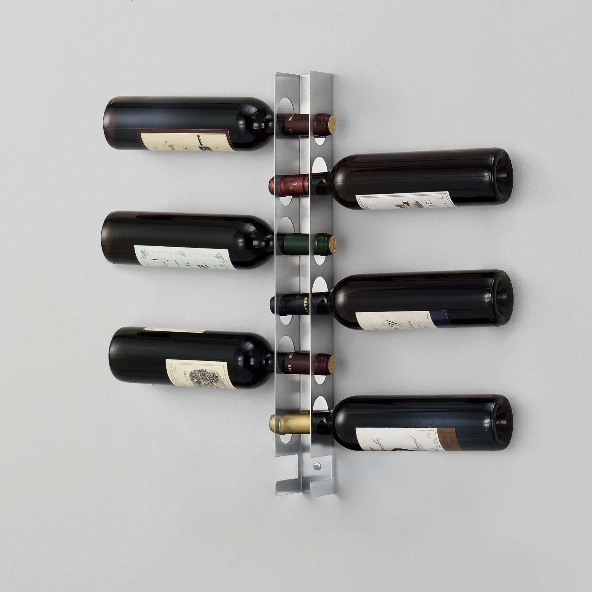 Happysnow Confezione da 6 scaffali per vino montati a parete – rosso bottiglie di vino porta display con, in metallo scaffale per vino