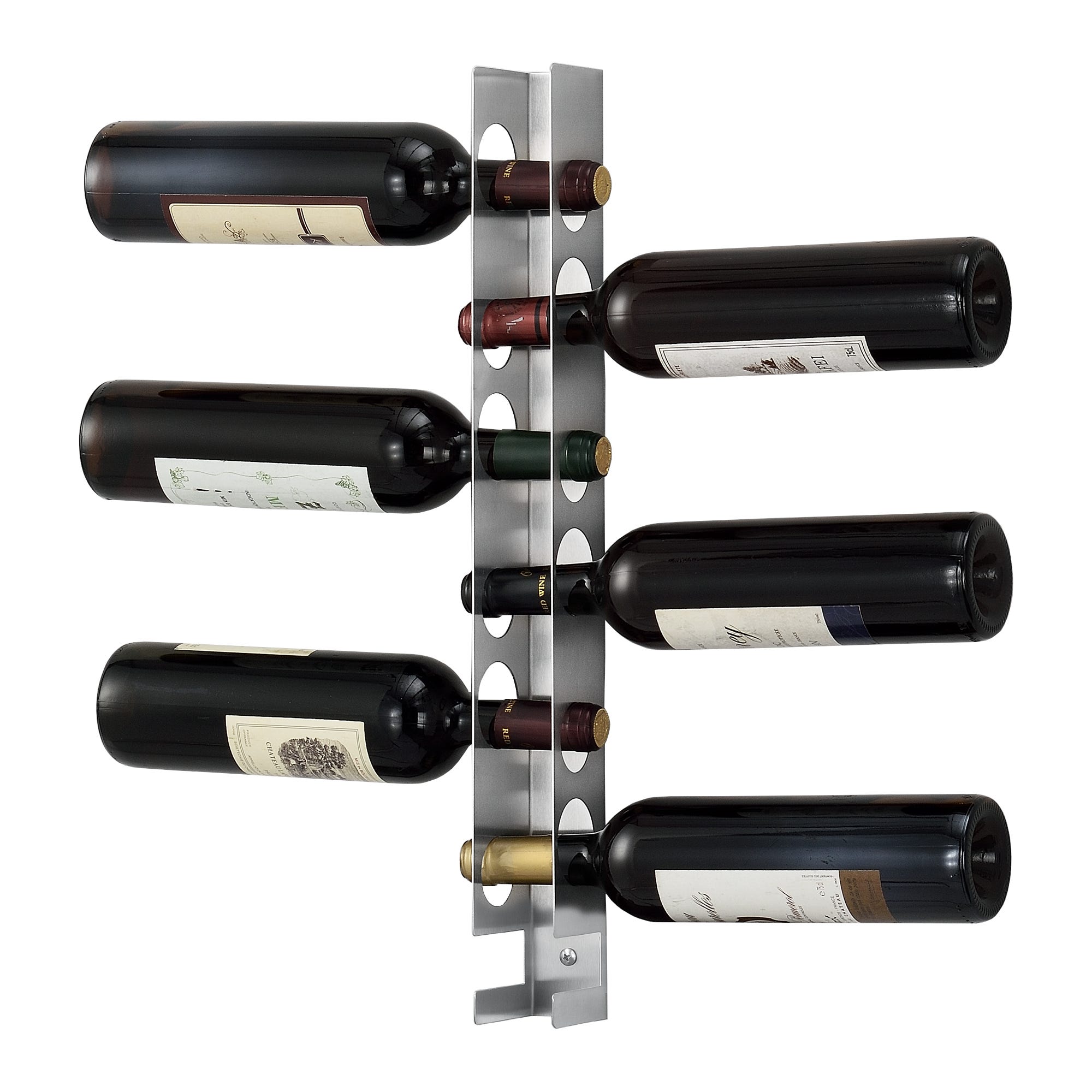 Portabottiglie Pensile da Vino 55 x 5 x 7 cm Supporto in Acciaio per 6  Bottiglie Cantinetta da Parete in Metallo Scaffale per Bottiglie da Vino