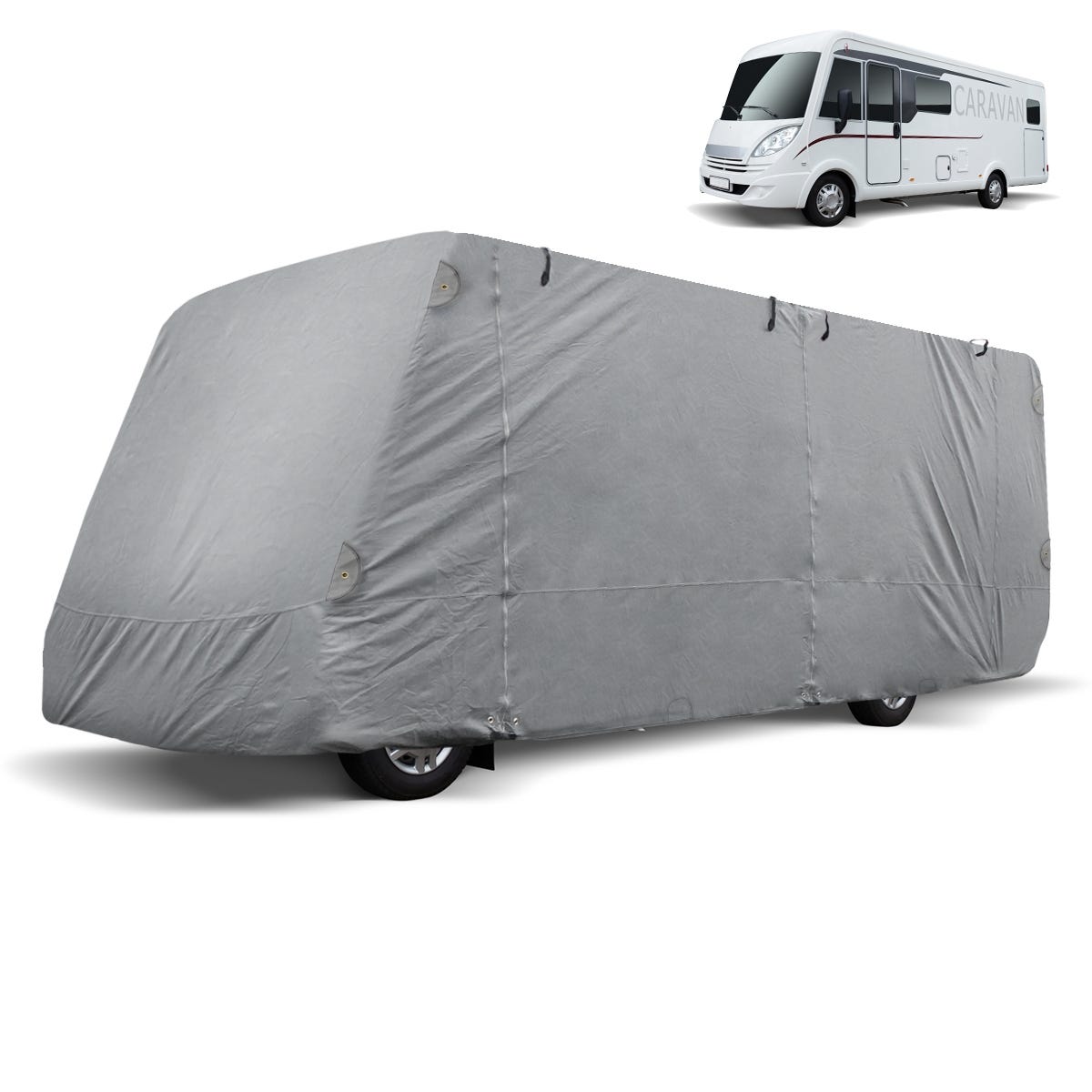 ECD Germany Funda Caravana Automóvil M 610 x 235 x 275cm Lona de Microfibra  Anti-polvo Impermeable Lona Transpirable con Elástico Cubierta Completa pa