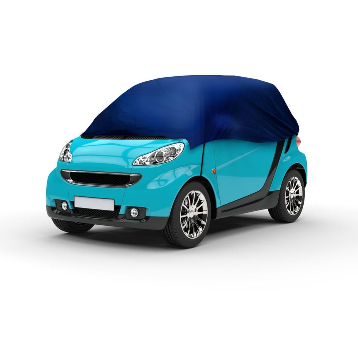 Ecd germany funda media garaje - 214x146x55 cm - lona para coche - transpirable - cubierta con bandas elásticas - semicubierta para protección de auto