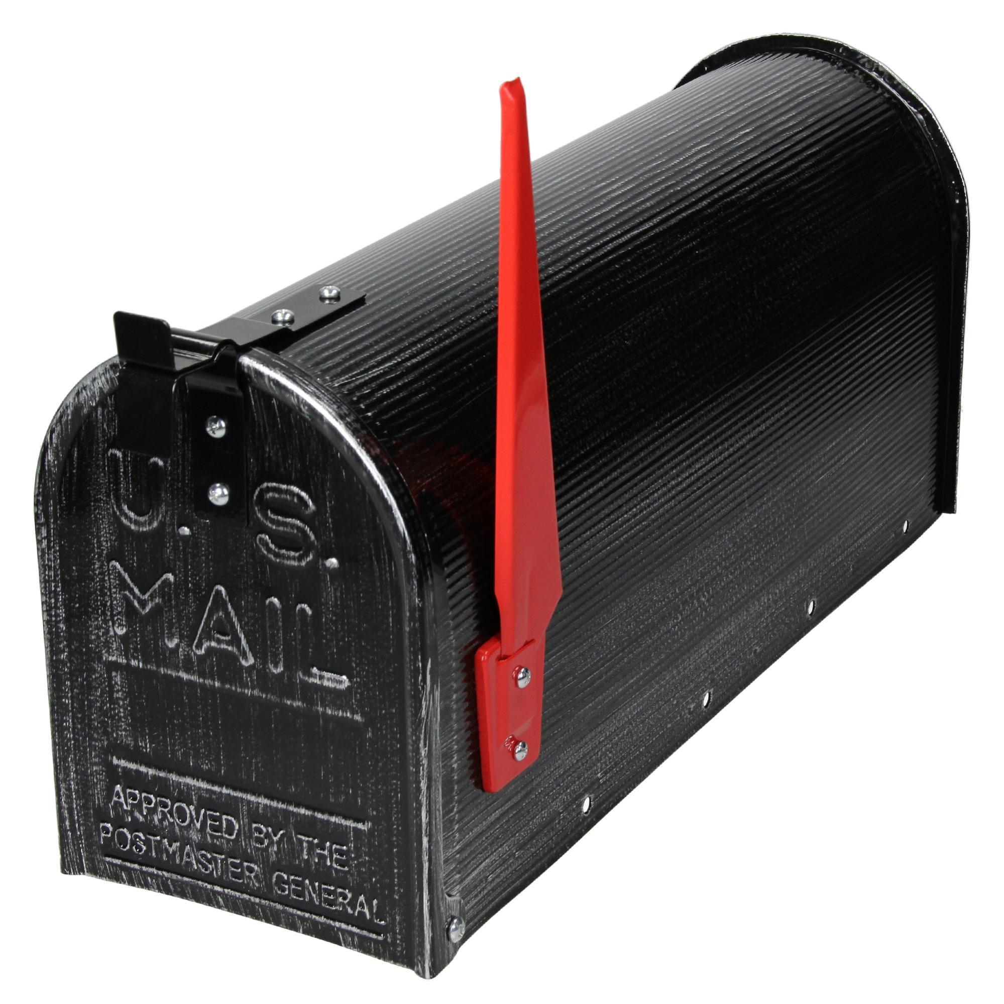ALUBOX Boîte Aux Lettres Américaine 22X17X48 cm Boîte Postale en Tôle Galvanisée Boîte Postale Extérieure Format Magazine avec Drapeau (Rouge