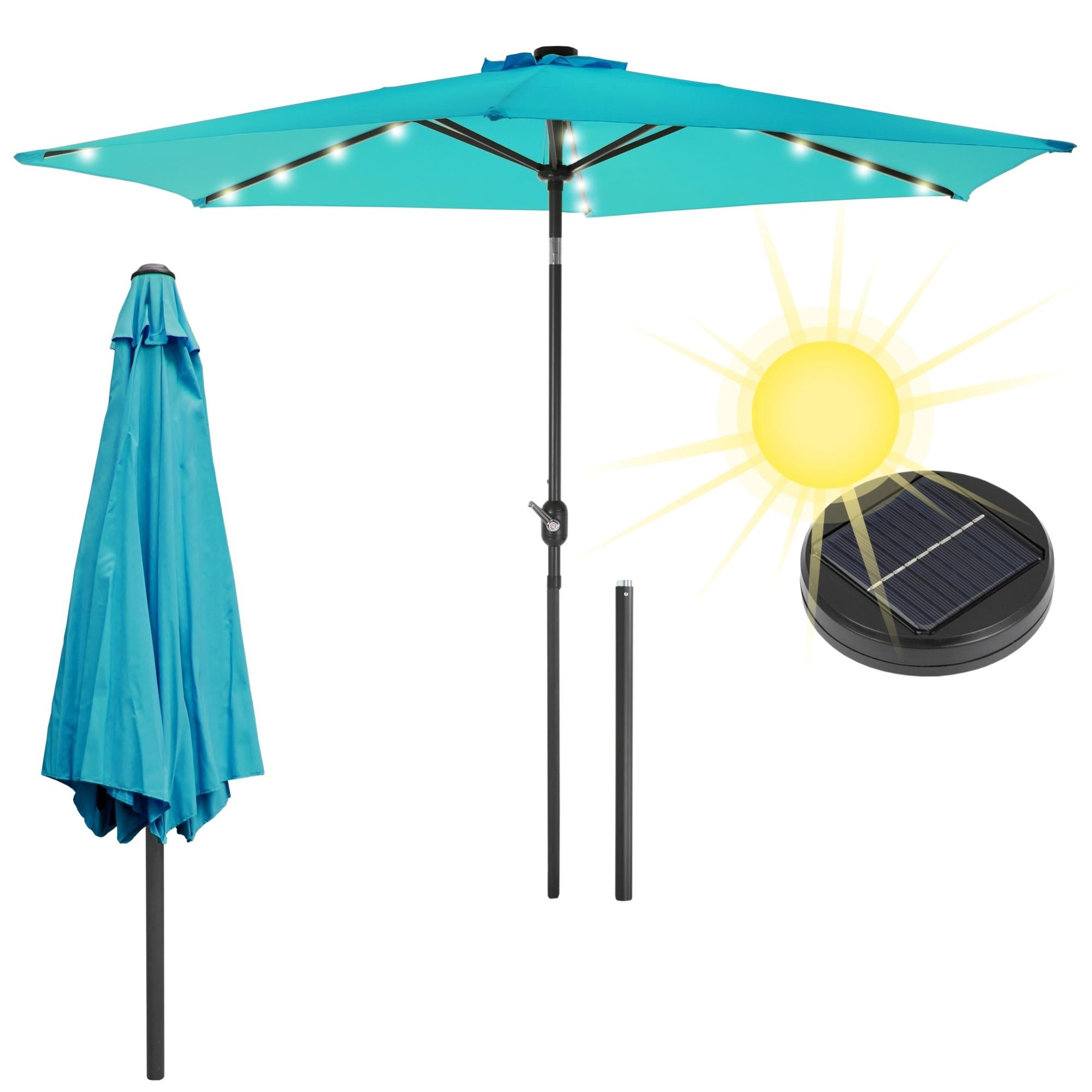 Parasol jardin lumière LED protection solaire avec manivelle 3 m parapluie vert 
