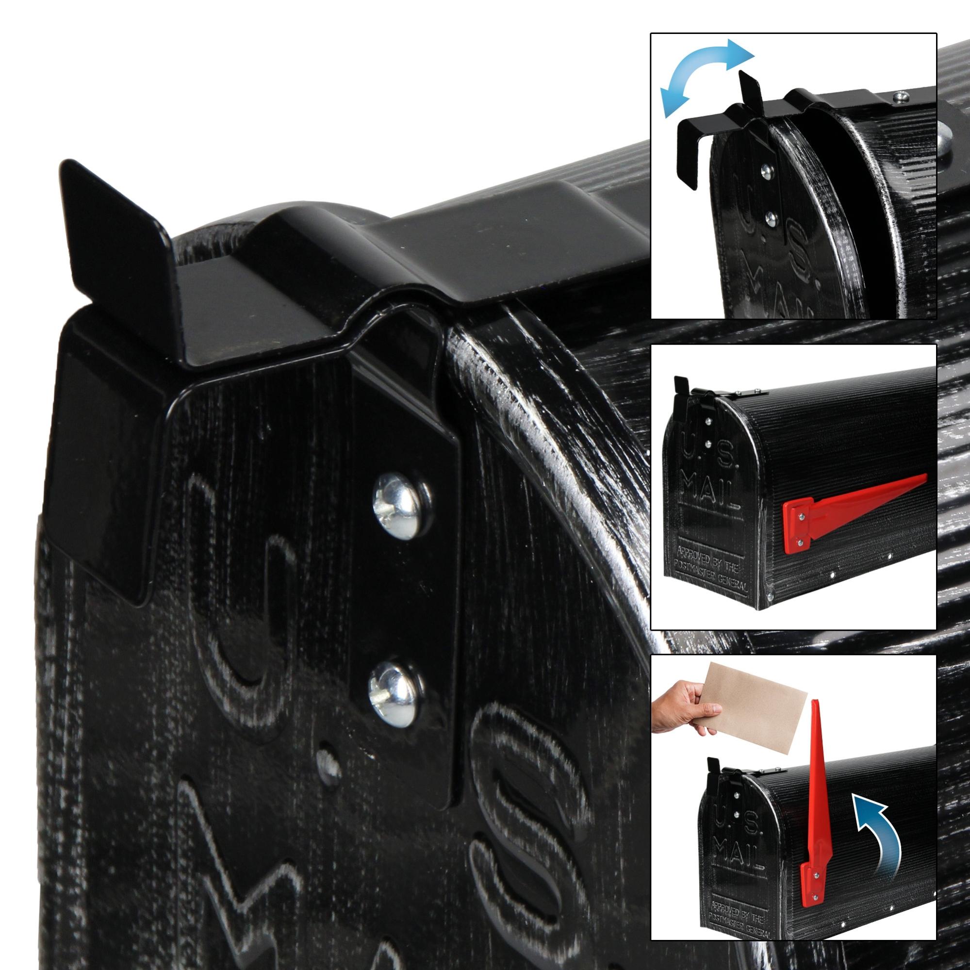 Cassetta Postale Americana Wiltec Con Palo - Verde, Bandierina, Montaggio A Terra