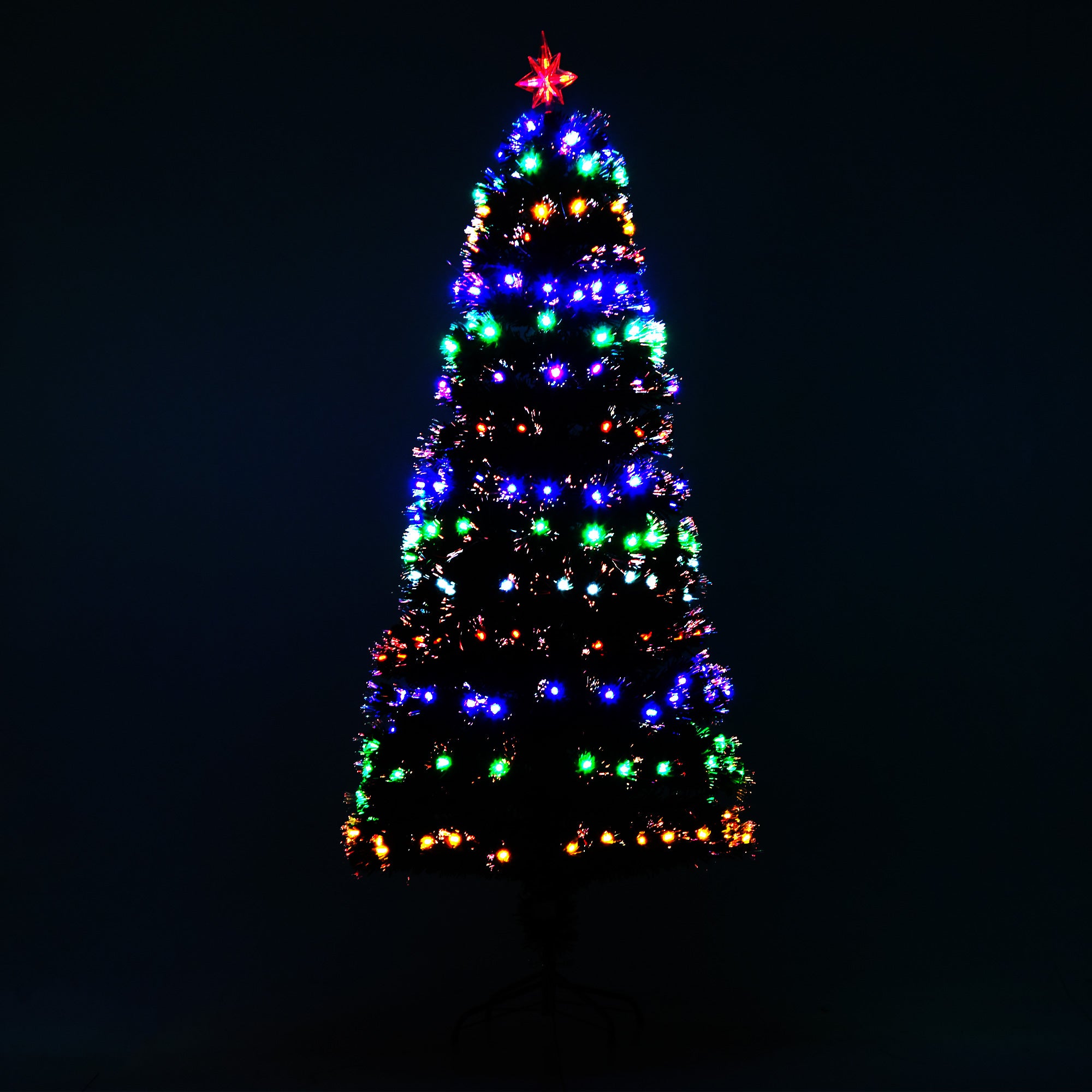 Sapin de Noël artificiel lumineux fibre optique Ø 80 x 180H cm 220 branches vert  Leroy Merlin