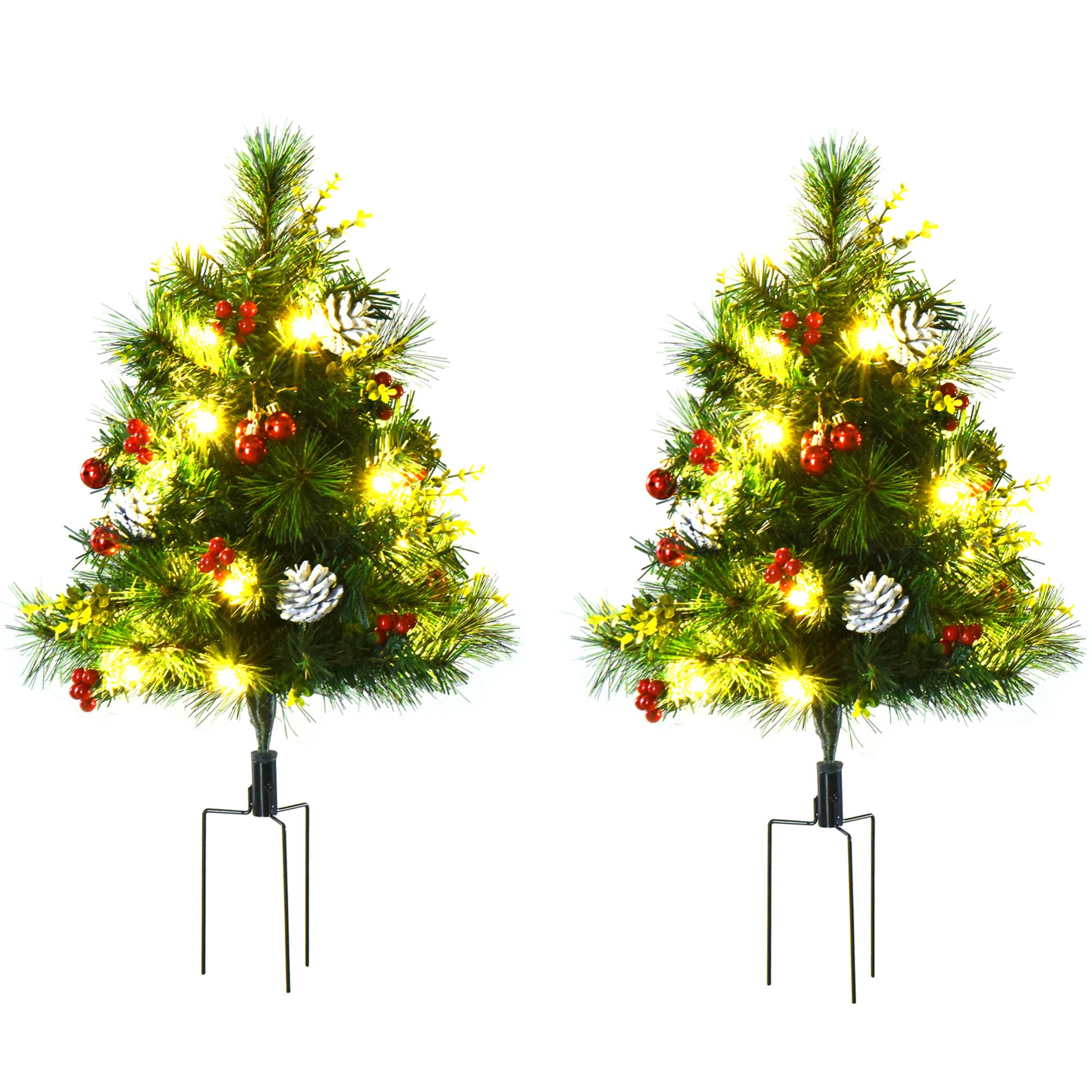 Lot de 2 sapins lumineux LED et décorés hauteur 78 cm utilisation extérieure Leroy Merlin