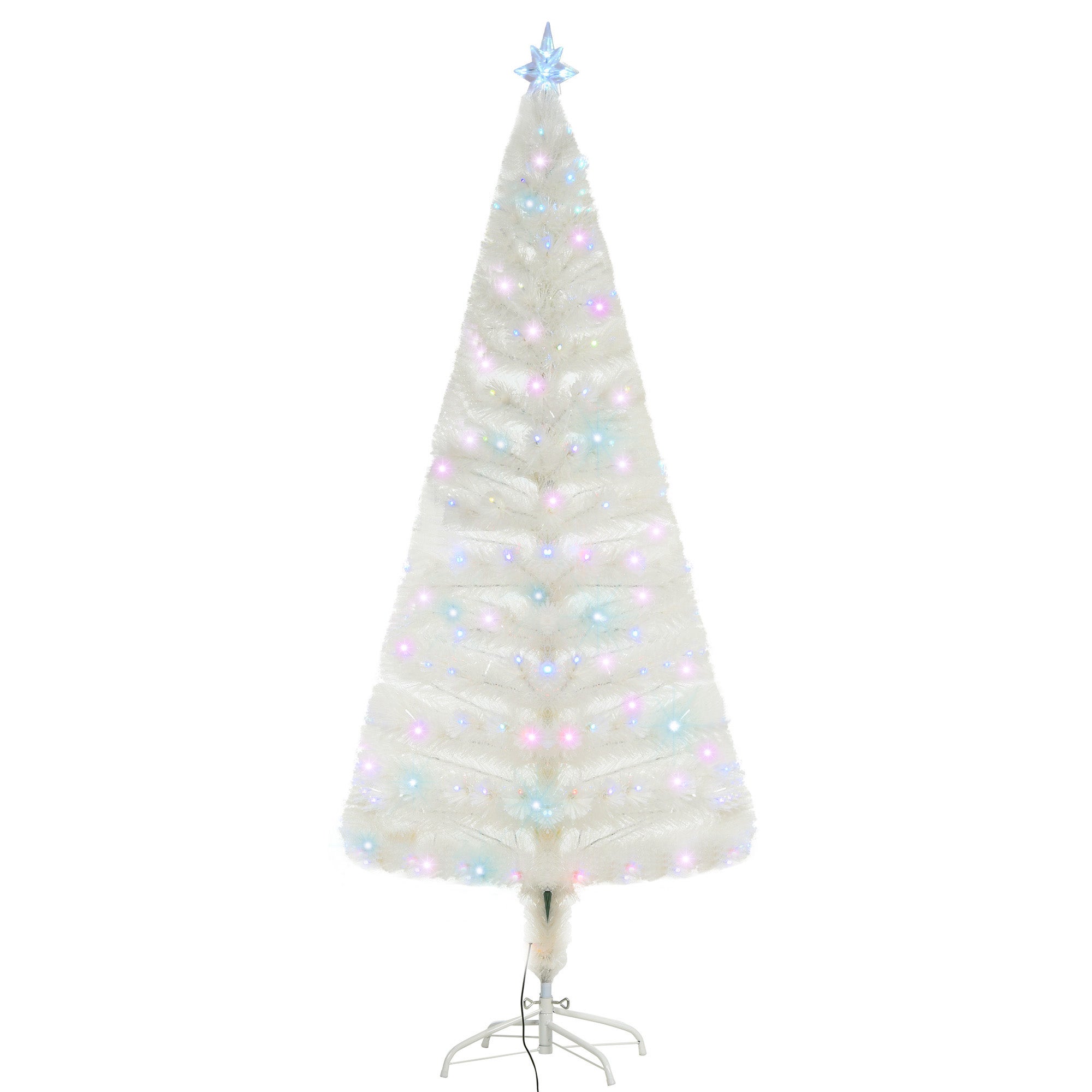 Sapin de Noël artificiel lumineux fibre optique Ø 80 x 180H cm 220 branches blanc  Leroy Merlin