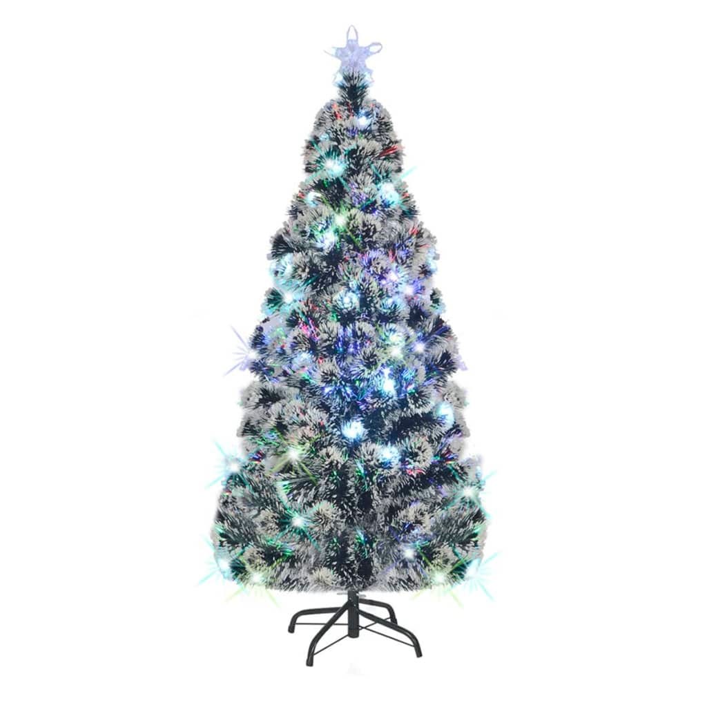 Alberi Di Natale Con Fibra Ottica VidaXL Albero di Natale Artificiale Supporto/LED 180 cm Fibra Ottica