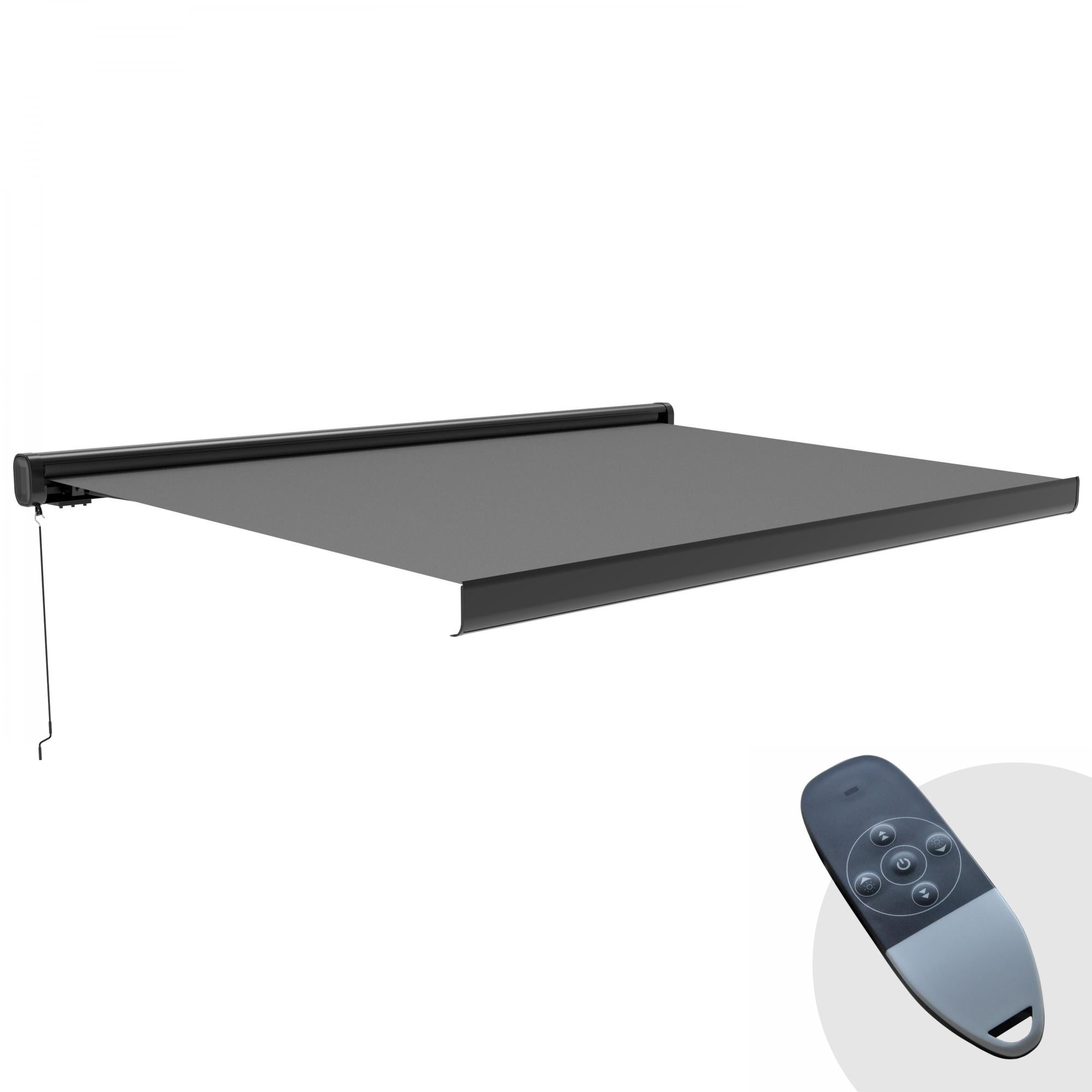 Tenda Da Sole In Alluminio 3 X 2,5 M Grigio Scuro | Impermeabile, Con Manovella E Montaggio A Parete Facile