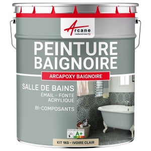 Kit Complet Jumbo Émail pour Céramique et Sanitaires Résine Bicomposant  pour Carreaux de Salle de Bain Peinture Rénove Murs Couleur Blanc 0,600 Kg