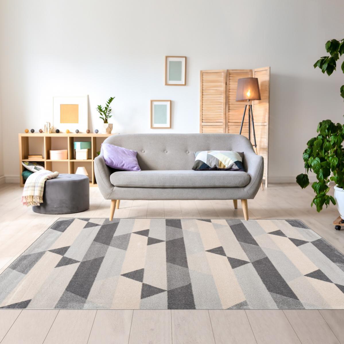 Tapis design 200x290 cm Rectangulaire SENSAS 3 LL Gris Grand salon