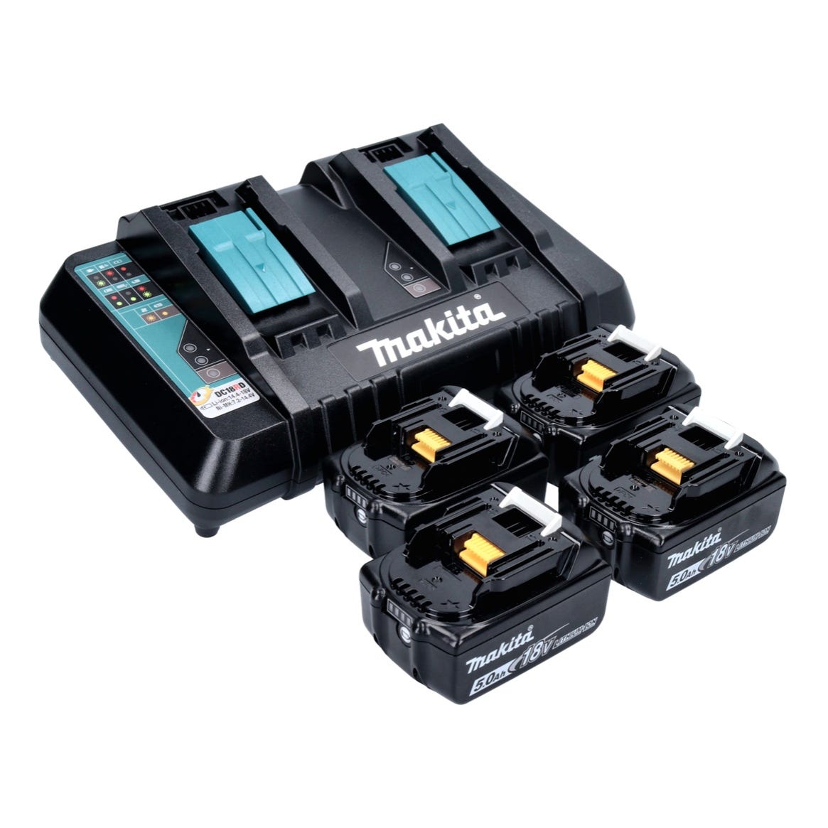 Acheter Pack énergie Makita 4 batteries 5,0 Ah + chargeur DC18RD chez   