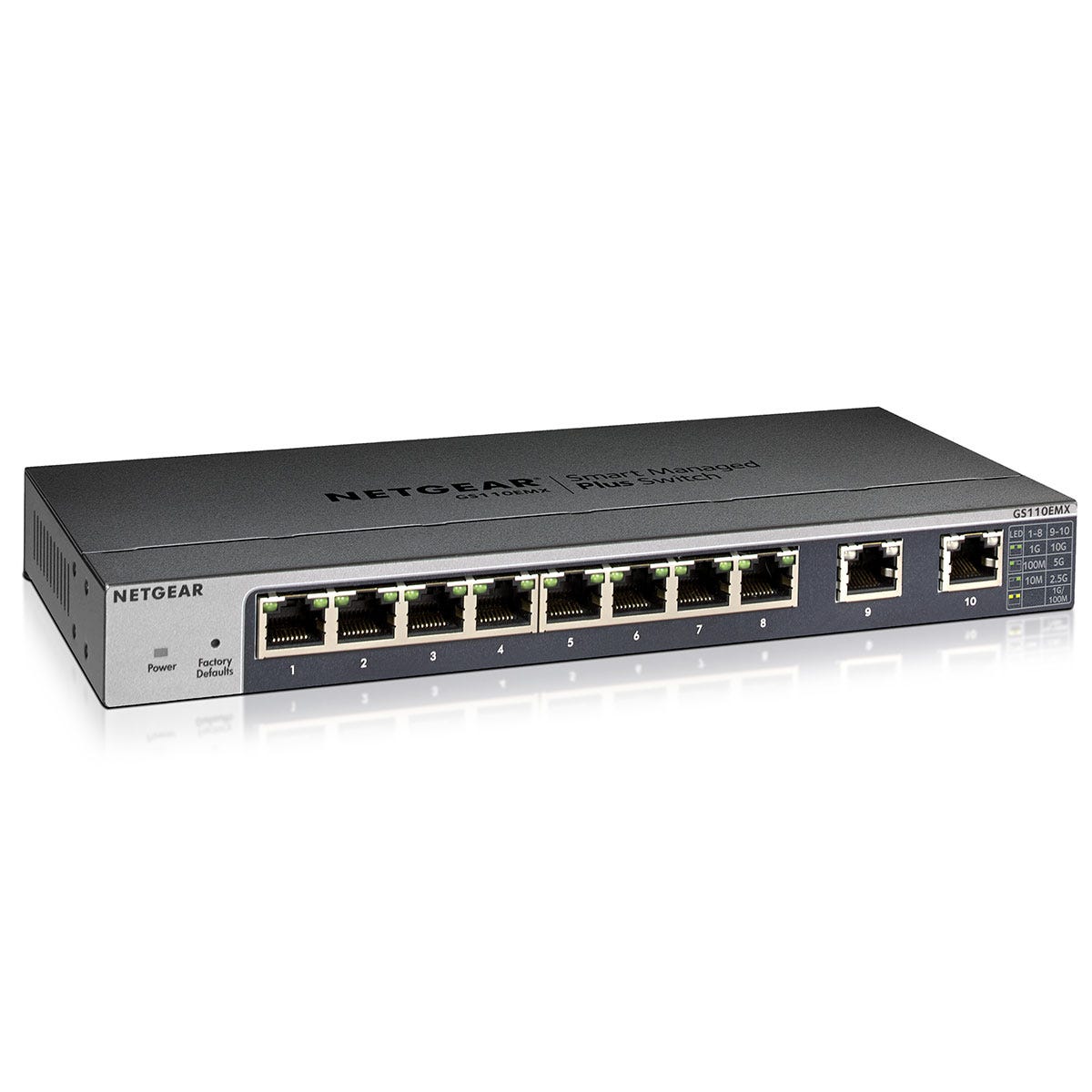 Switch Ethernet NETGEAR 8 Ports RJ45 Gigabit manageable + 2 Ports RJ45 10  Gigabit GS110EMX