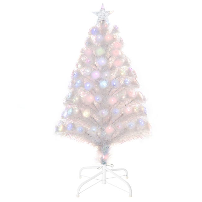 Alberi Di Natale Con Luci Fibre Ottiche HOMCOM Albero di Natale Artificiale con Luci LED Colorate e Fibre