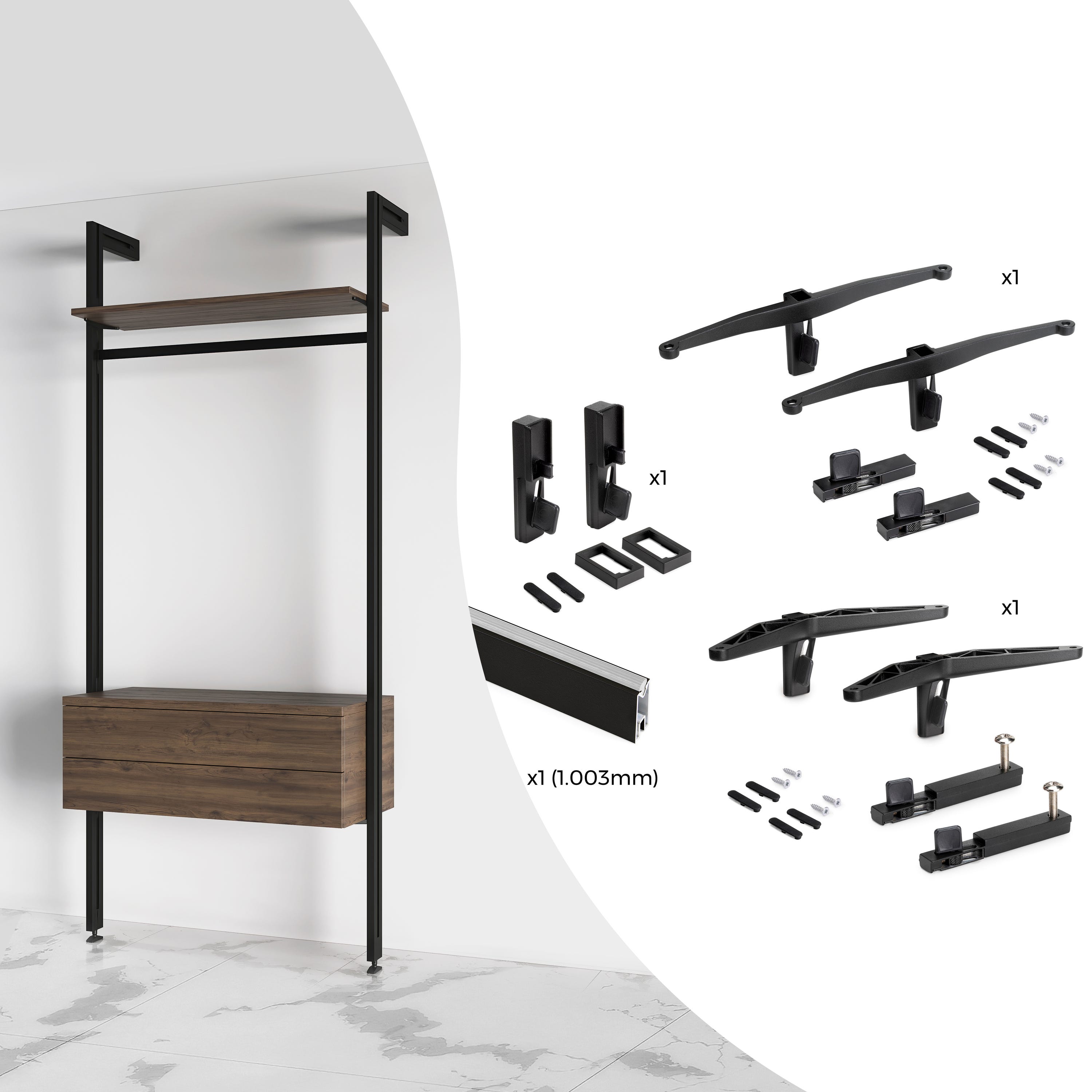 EZ Shelf – Estante extensible para armario con barra para colgar, 29 a 49  pulgadas, color blanco, fácil de instalar en 1 pared lateral y pared – Yaxa  Store
