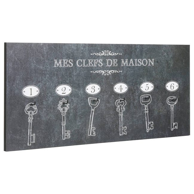 Porte clés mural Panneau 6 clés 19 x 44 cm