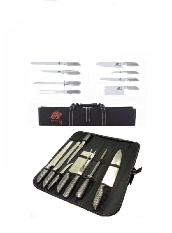 Set Coltelli Da Cucina 5 Pezzi Hecef, Acciaio Inox Con Finitura Marmo Nero, Coltello Chef E Pane - 2