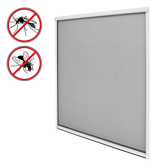 Moustiquaire fenêtre enroulable 90x160cm en aluminium blanc protection  insectes