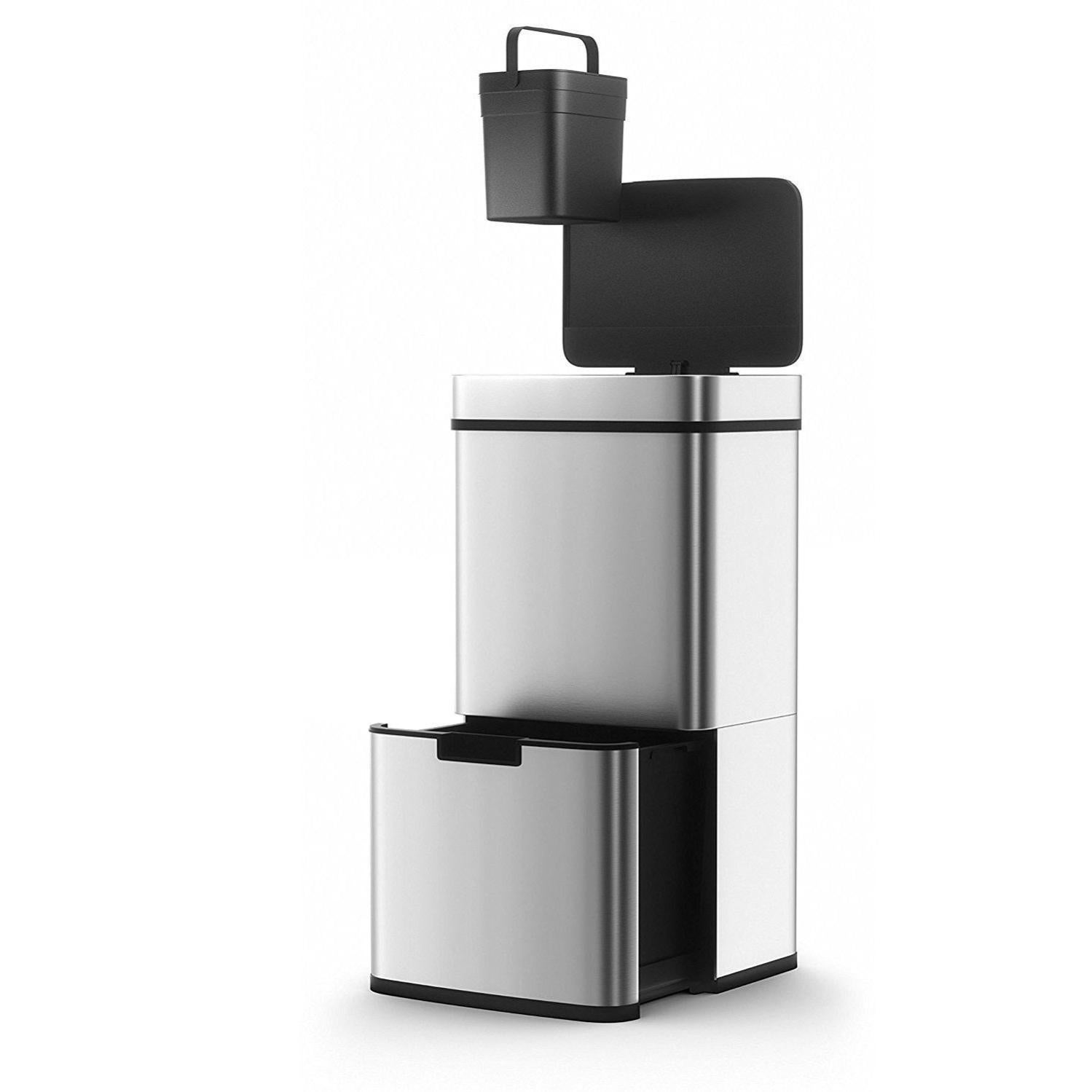 Cestino Automatico Da Cucina Kitchen Move LOGAN 58L, Acciaio Inox, Apertura A Infrarossi, Grigio