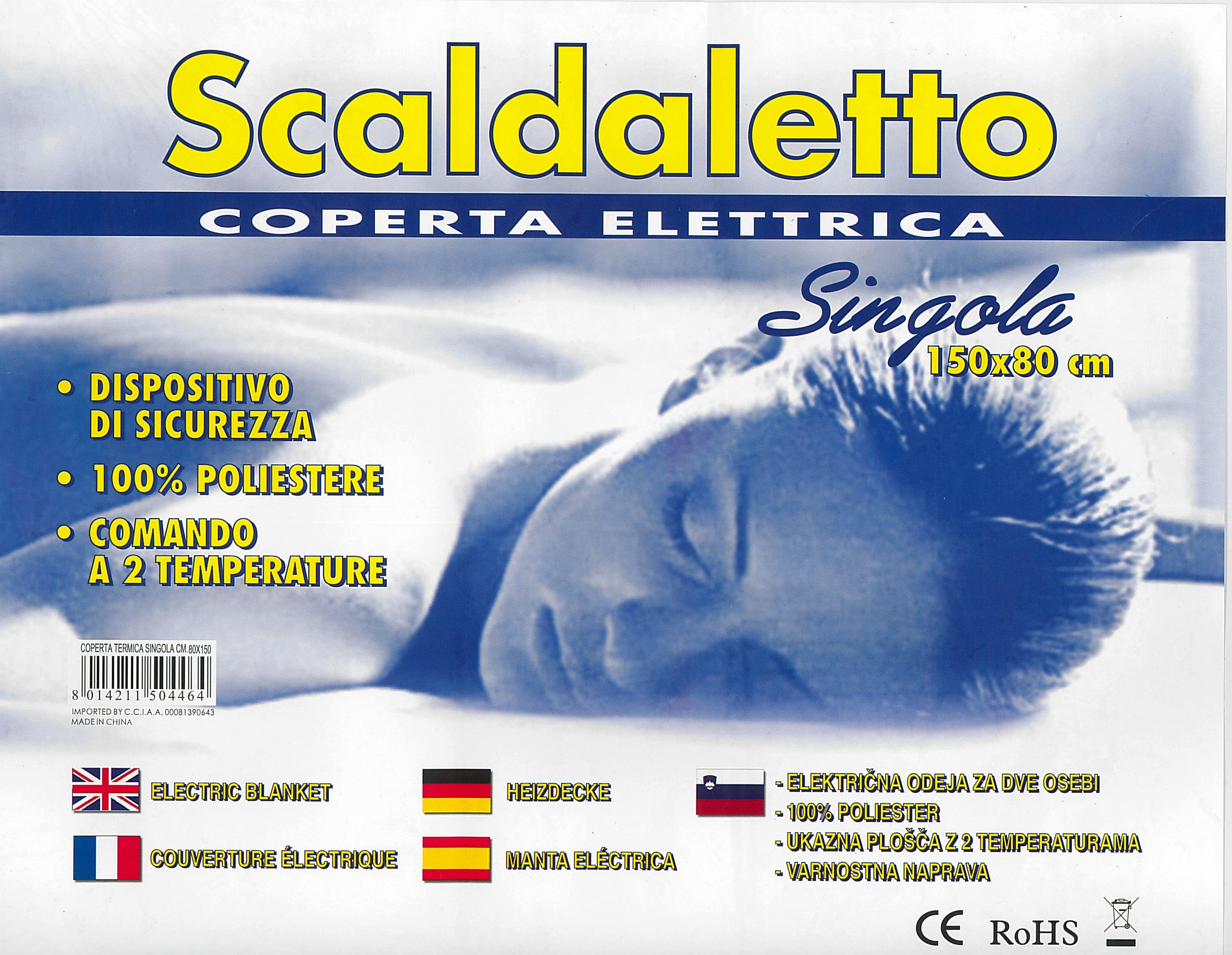 Coperta elettrica letto singolo scaldaletto termocoperta