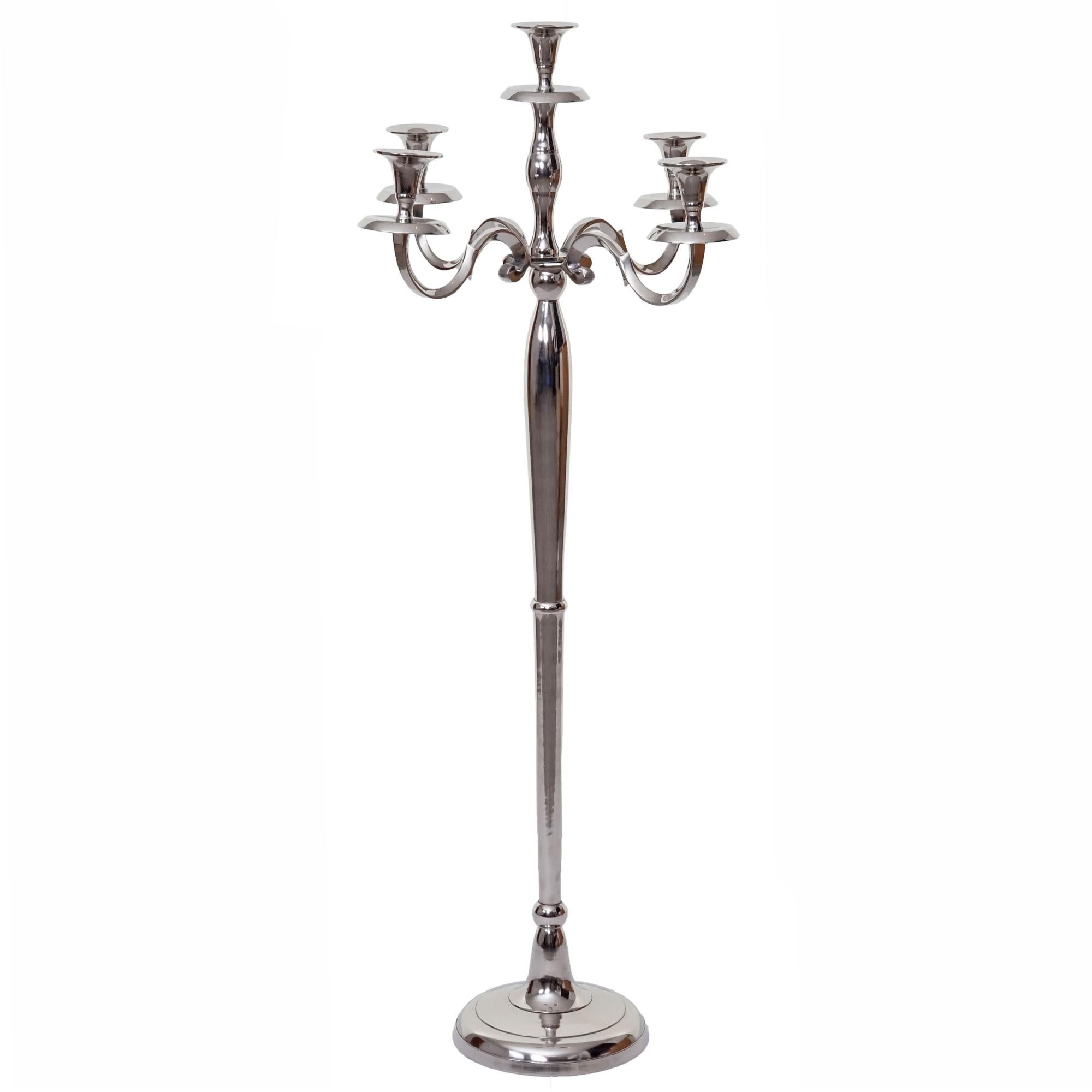 Chandelier à 5 Branches En Métal Argenté - Hauteur 60cm - Style élégant Pour Décoration D'intérieur