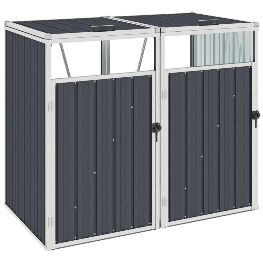 Abri Poubelle Double Anthracite 142x98x116cm | Pour 2 Poubelles 60-240L | Acier Verrouillable