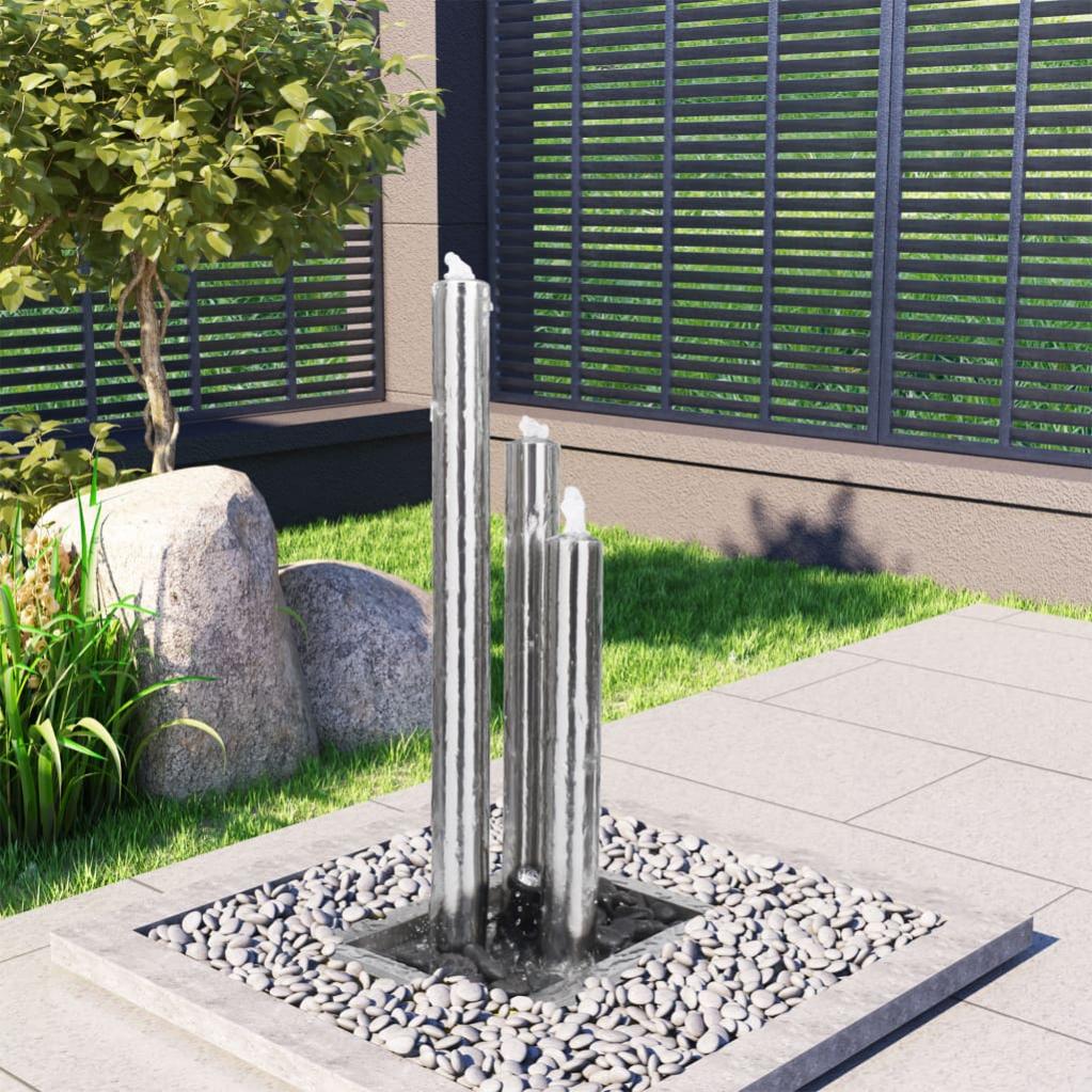 Dehner colore: Argento 108 x 44,5 x 23,5 cm in acciaio INOX ca Fontana da giardino Curve con illuminazione a LED