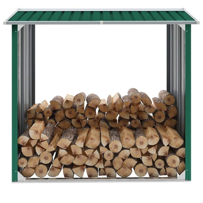 abri de stockage de bois acier galvanise 172x91x154 cm vert vidaxl leroy merlin