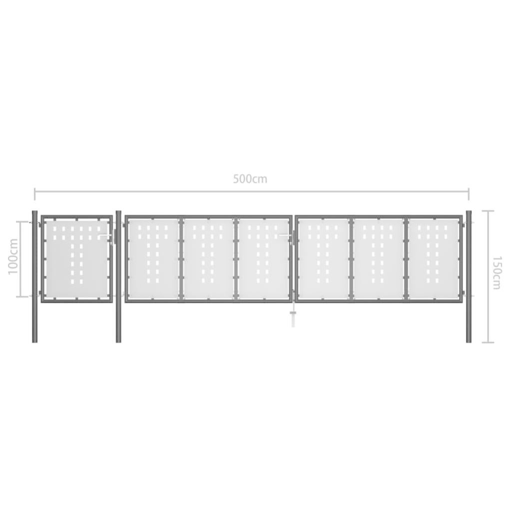Portail De Jardin Acier 500 X 100 Cm Noir Vidaxl Leroy Merlin