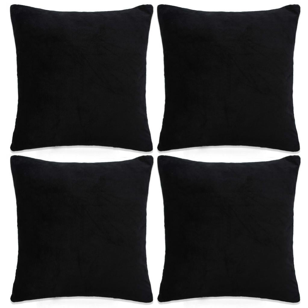Lot De 4 Housses De Coussin Taies D Oreiller En Tissu Velours 80 X 80 Cm Noir Dec020181 Leroy Merlin